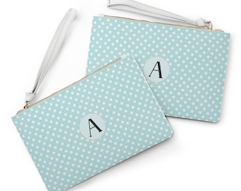 Benutzerdefinierte Teal Polka Dot Handtasche | Armband mit weißen Punkten