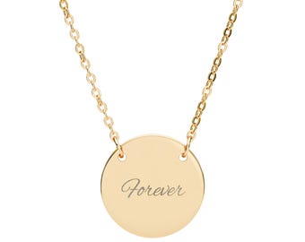 Custom Circle Necklace | engraved disc pendant | gift for mother | gift for her | anniversary gift | birthday gift