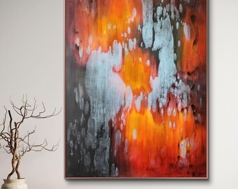 Cuadro abstracto original en acrílico sobre lienzo – Arte mural contemporáneo moderno (100 x 70 cm)