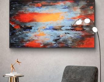 Gran cuadro abstracto original en acrílico sobre lienzo – Arte mural contemporáneo moderno (155 x 90 cm)
