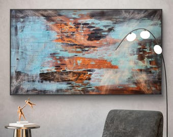 Gran cuadro abstracto original en acrílico sobre lienzo – Arte mural contemporáneo moderno (155 x 90 cm)