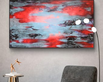 Gran cuadro abstracto original en acrílico sobre lienzo – Arte mural contemporáneo moderno (155 x 90 cm)