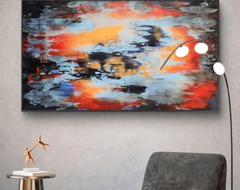 Gran cuadro abstracto original en acrílico sobre lienzo – Arte mural contemporáneo moderno (155 x 90 cm)