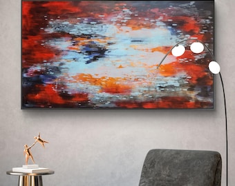 Gran cuadro abstracto original en acrílico sobre lienzo – Arte mural contemporáneo moderno (155 x 90 cm)