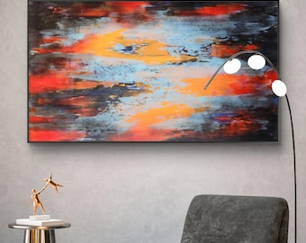 Gran cuadro abstracto original en acrílico sobre lienzo – Arte mural contemporáneo moderno (155 x 90 cm)