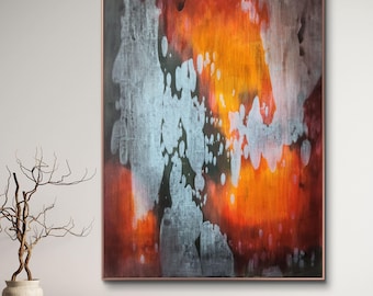 Cuadro abstracto original en acrílico sobre lienzo – Arte mural contemporáneo moderno (100 x 70 cm)
