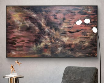 Gran cuadro abstracto original en acrílico sobre lienzo – Arte mural contemporáneo moderno (155 x 90 cm)