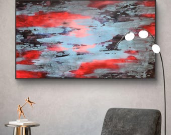 Gran cuadro abstracto original en acrílico sobre lienzo – Arte mural contemporáneo moderno (155 x 90 cm)