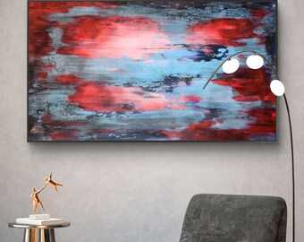 Gran cuadro abstracto original en acrílico sobre lienzo – Arte mural contemporáneo moderno (155 x 90 cm)