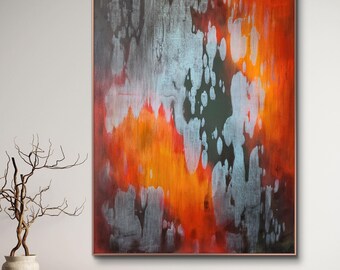 Cuadro abstracto original en acrílico sobre lienzo – Arte mural contemporáneo moderno (100 x 70 cm)