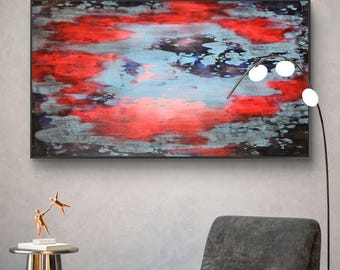 Gran cuadro abstracto original en acrílico sobre lienzo – Arte mural contemporáneo moderno (155 x 90 cm)