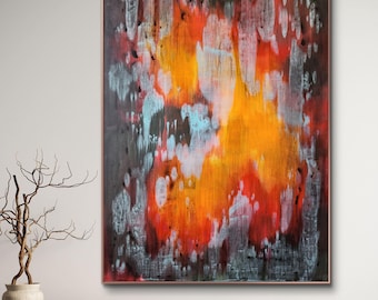 Cuadro abstracto original en acrílico sobre lienzo – Arte mural contemporáneo moderno (100 x 70 cm)