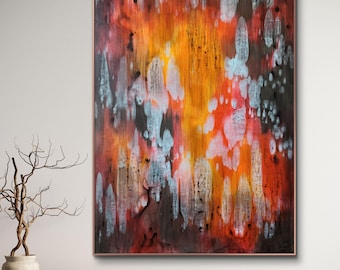 Cuadro abstracto original en acrílico sobre lienzo – Arte mural contemporáneo moderno (100 x 70 cm)