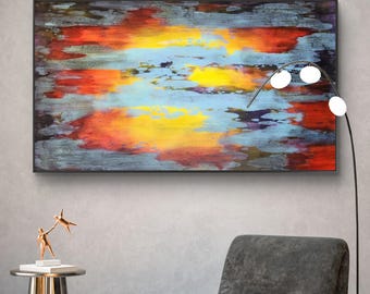 Gran cuadro abstracto original en acrílico sobre lienzo – Arte mural contemporáneo moderno (155 x 90 cm)