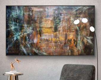 Gran cuadro abstracto original en acrílico sobre lienzo – Arte mural contemporáneo moderno (155 x 90 cm)