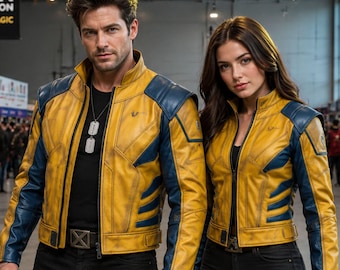 Handmade Vintage Yellow Leather Jacket | Men’s Blue Accent Stand Collar Biker Outfit