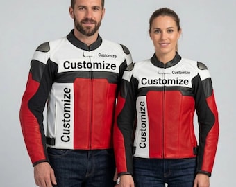 Handmade Color Block Leather Racing Jacket | Protective Slim Fit Track MotorBike Outerwear