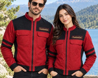 Handmade Red Dystopian Sci Fi Jacket | Vinatage Futuristic Two Tone Cosplay Outerwear