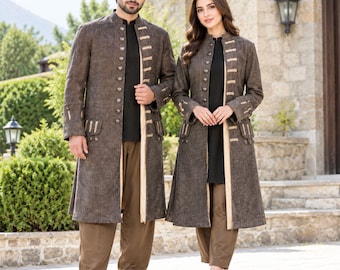 Handmade Brown Cotton Colonial Overcoat | Unisex Historical Tailored Longline Trench Outerwear