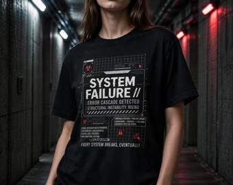 Koszulka unisexowa, gruba, barwiona w masie, z napisem „System Failure”
