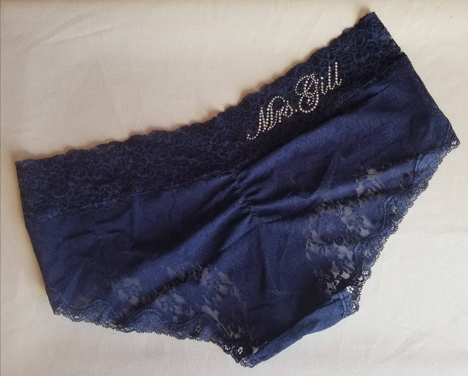 NAVY Lace Ruched Back Bridal Panties Dark BLUE Customized Etsy