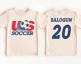 Personalized Retro USA Soccer Shirt | Custom Name Number Kids Jersey Tee | USA Soccer Boys Shirt | Usmnt Fan Onesie® | US Soccer Kids Tee
