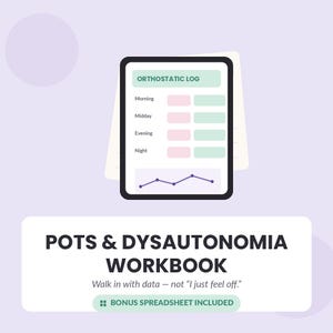 Dysautonomia & POTS Symptom Tracker, Interactive Printable PDF Workbook, Google Sheets Tracker, Chronic Illness Journal