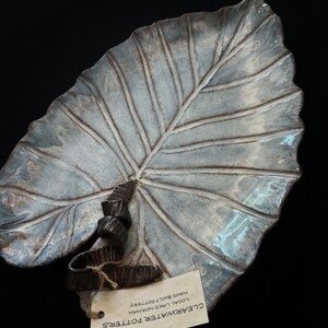 Vintage Large Leaf-Shaped Ceramic Platter by Clearwater Potters – Lake Norman Hand-Built Pottery