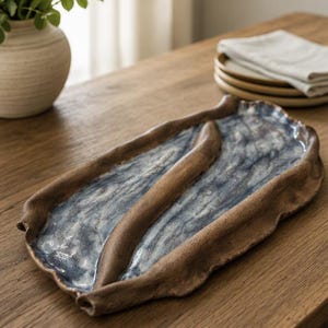 Large Organic Ceramic Platter by Clearwater Potters – Lake Norman Hand-Built Pottery