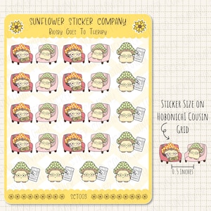 Bigsby Goes to Therapy | Mushroom Character Sticker Sheet | Cute Hand-Drawn Stickers for Hobonichi, Planners & Journals