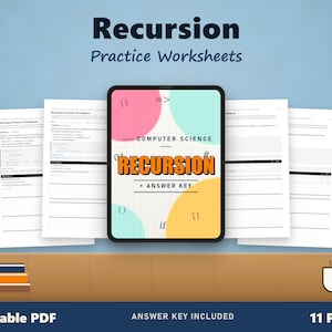 Recursion Practice Worksheet | 8 Java + Python Problems (4 Each) + Answer Key PDF