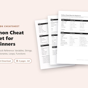 Python fusklapp för nybörjare | Syntax Snabbreferens PDF | Variabler Listor Loopar Funktioner | Utskrivbar