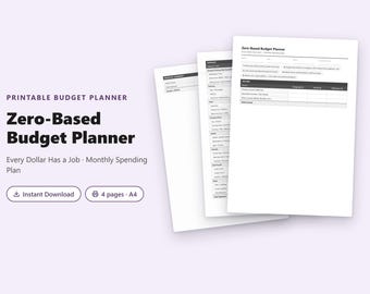 Zero-Based Budget Planner PDF | Monthly Spending Plan Printable