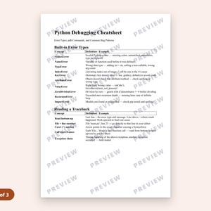 Guía rápida de depuración de Python en PDF / Tipos de errores, comandos pdb y patrones de errores imagen 3