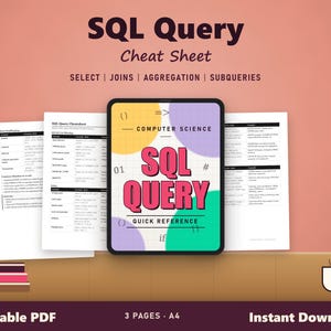 SQL Query Cheatsheet PDF | Select, Join, Group By & Subqueries Quick Reference