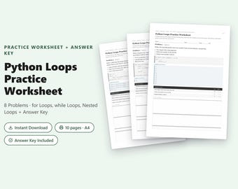 Python Loops Practice Worksheet | 8 Problems for Beginners + Answer Key PDF