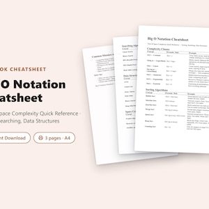 Foglio riassuntivo della notazione Big O in PDF / Guida rapida alla complessità di tempo e spazio