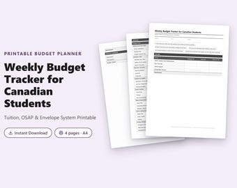 Weekly Budget Tracker for Canadian Students PDF | Tuition, OSAP & Envelope System Printable