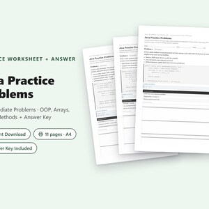 Oefenopgaven voor Java | 8 opgaven van gemiddeld niveau + antwoorden (pdf)