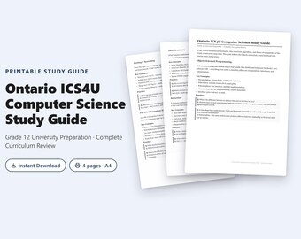 Ontario ICS4U Computer Science Study Guide | Grade 12 Curriculum-Aligned PDF
