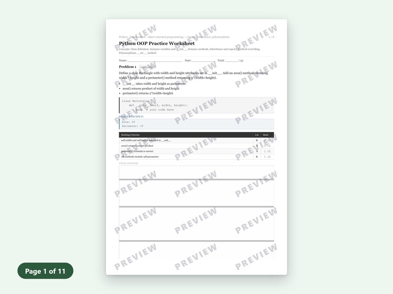 Esercizi pratici di programmazione orientata agli oggetti in Python / 8 problemi su classi ed ereditarietà + soluzioni in PDF immagine 3