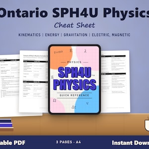Ontario SPH4U Physics Formula Cheatsheet PDF | Grade 12 University Prep Quick Reference