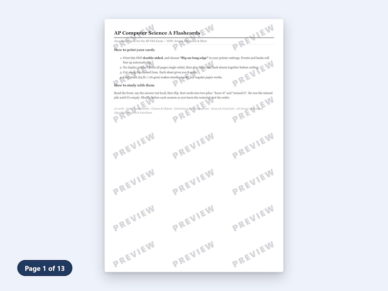 AP Informatik A Karteikarten | Java Lernkarten für die AP-Prüfung (PDF) Bild 3