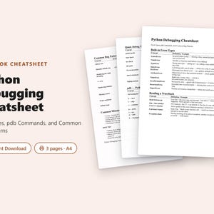Python Debugging Cheatsheet PDF | Error Types, pdb Commands & Bug Patterns