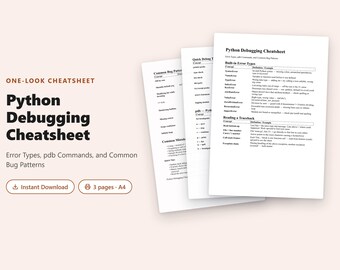 Python Debugging Cheatsheet PDF | Error Types, pdb Commands & Bug Patterns