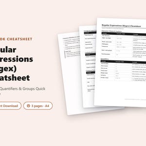 PDF-sheet för reguljära uttryck (Regex) | Snabbreferens för mönster, kvantifierare och grupper