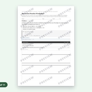 Recursion Practice Worksheet | 8 Java + Python Problems (4 Each) + Answer Key PDF image 3