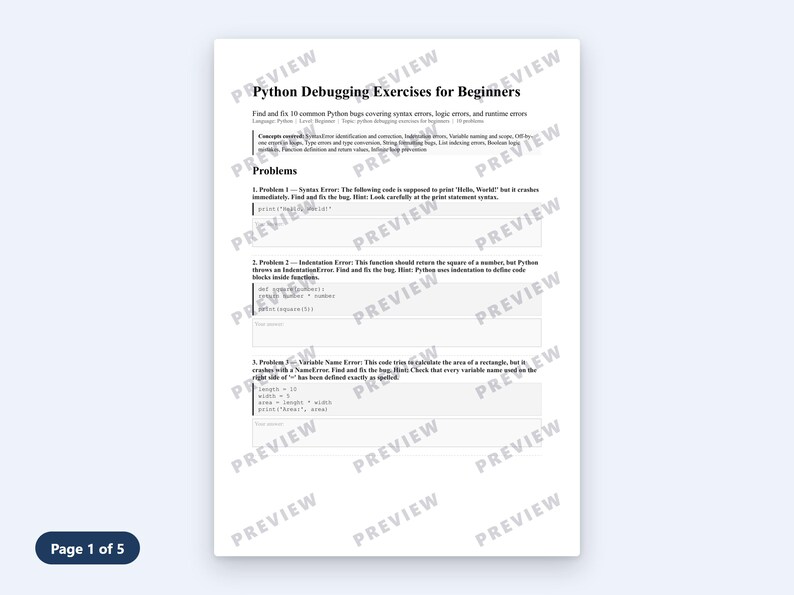 Cuaderno de ejercicios prácticos de depuración de Python: Depuración y corrección de código defectuoso con soluciones. imagen 3
