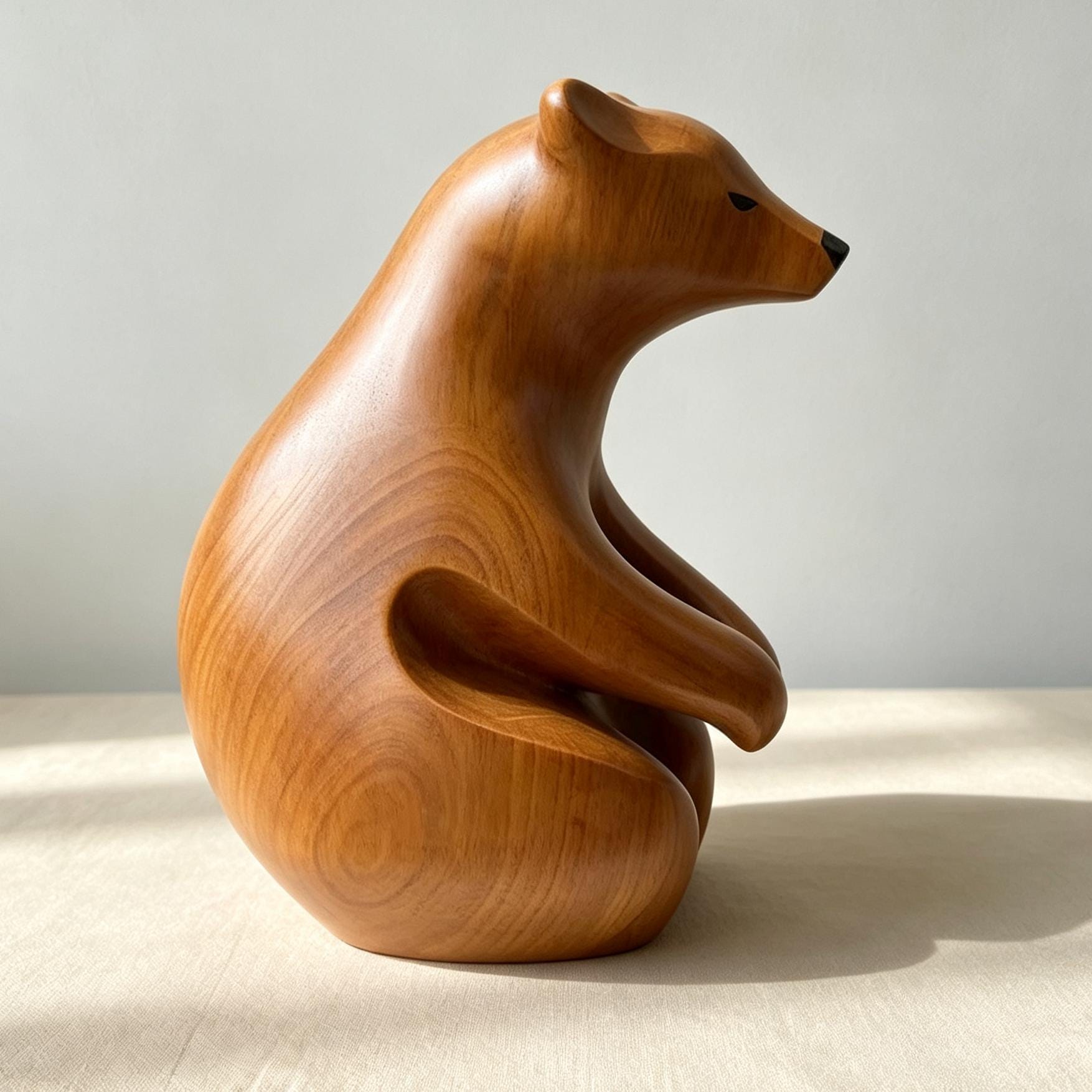 Carved wood bear with fish - Etsy 日本