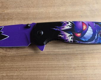 Spring Assisted Gengar Pocket Knife, 440 Stainless Steel Blade